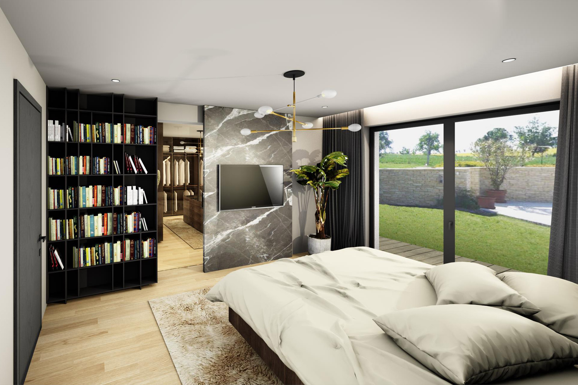 Hanák Interior design Bedroom Bookcase
