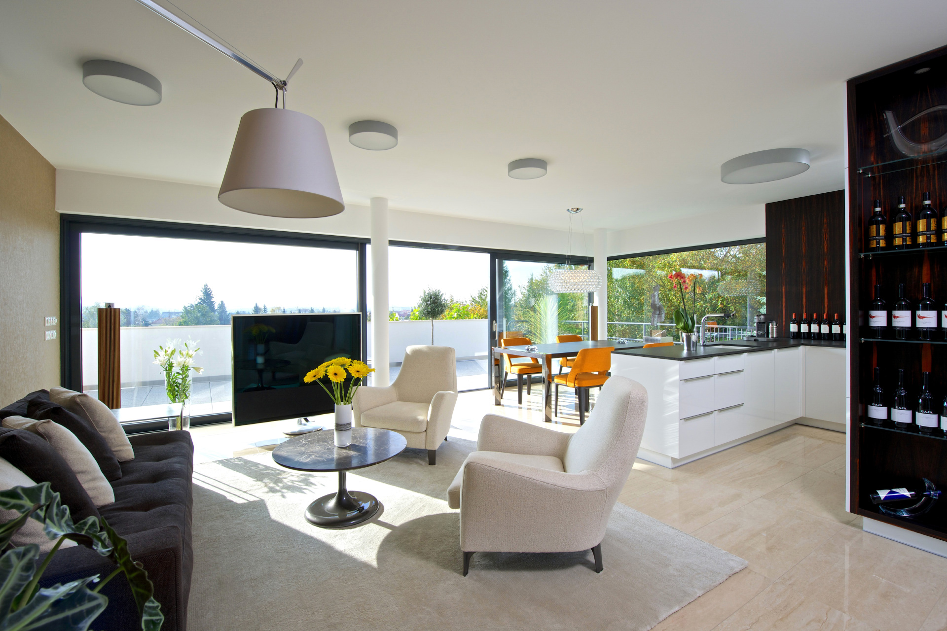 Hanák nábytek realizace luxusní villy obývací pokoj