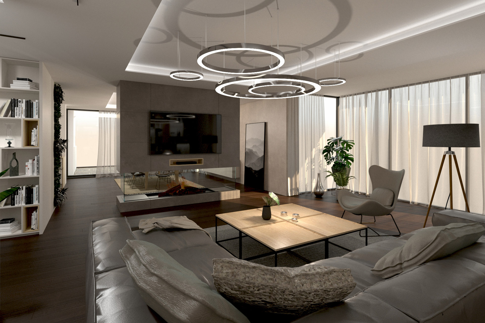 Hanak Modern interior design of the house Living room