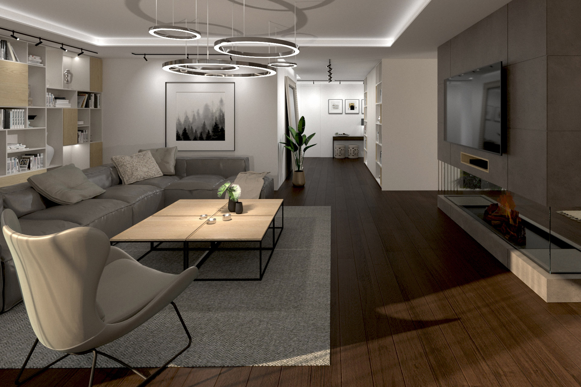 Hanák Návrh moderního interiéru Obývací pokoj