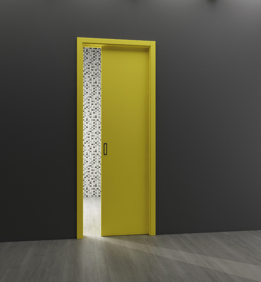 Millenium sliding door in yellow matt varnish from the HANÁK collection.
