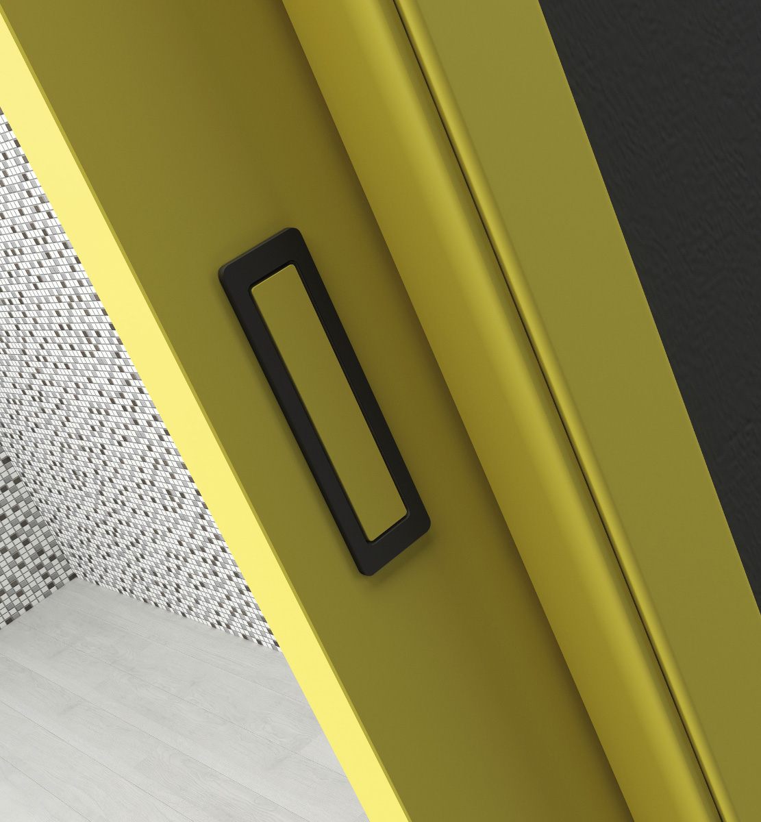 The door shell perfectly harmonises with the door leaf thanks to their identical panel colour.