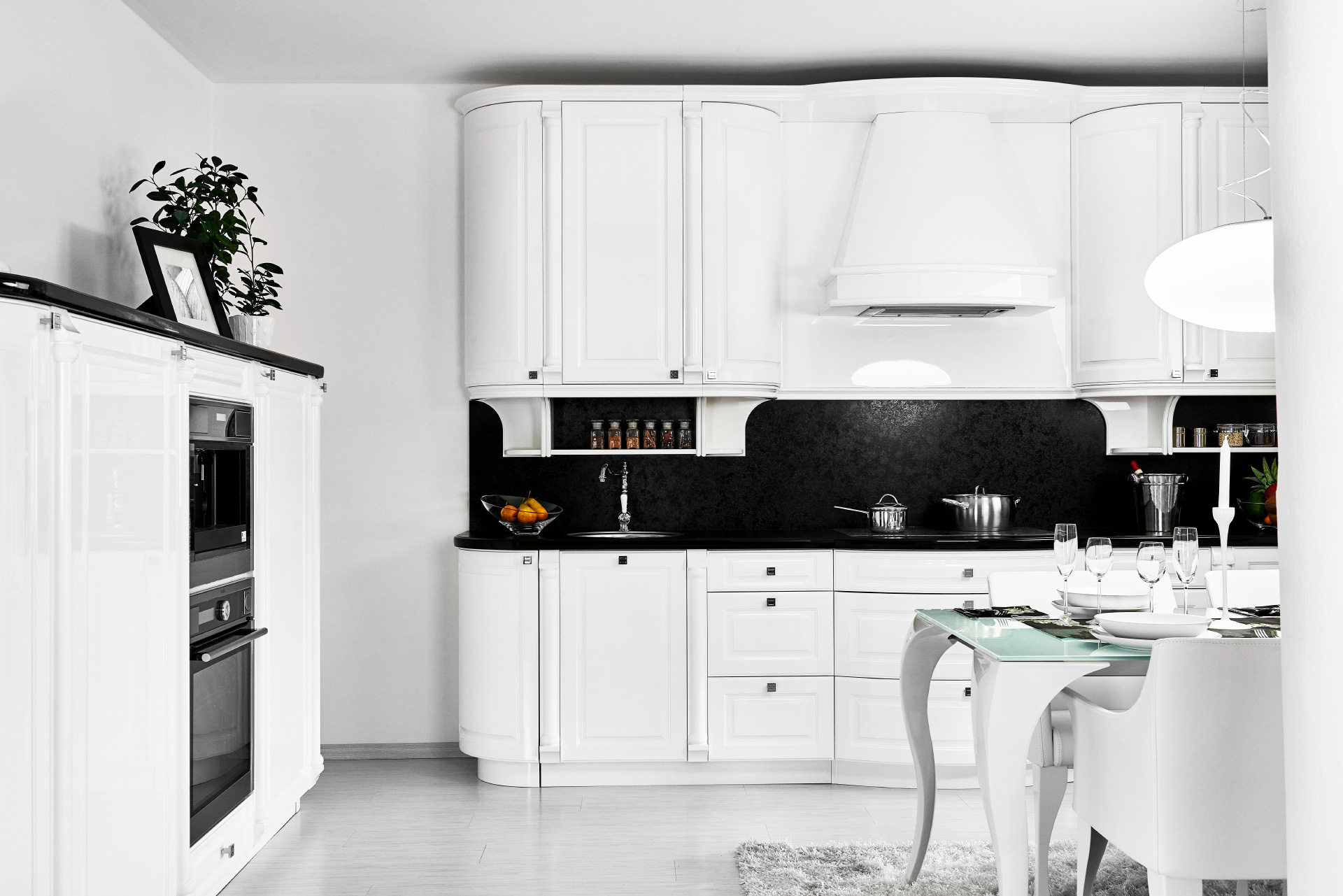 Classic Hanák kitchen in white lacquer.