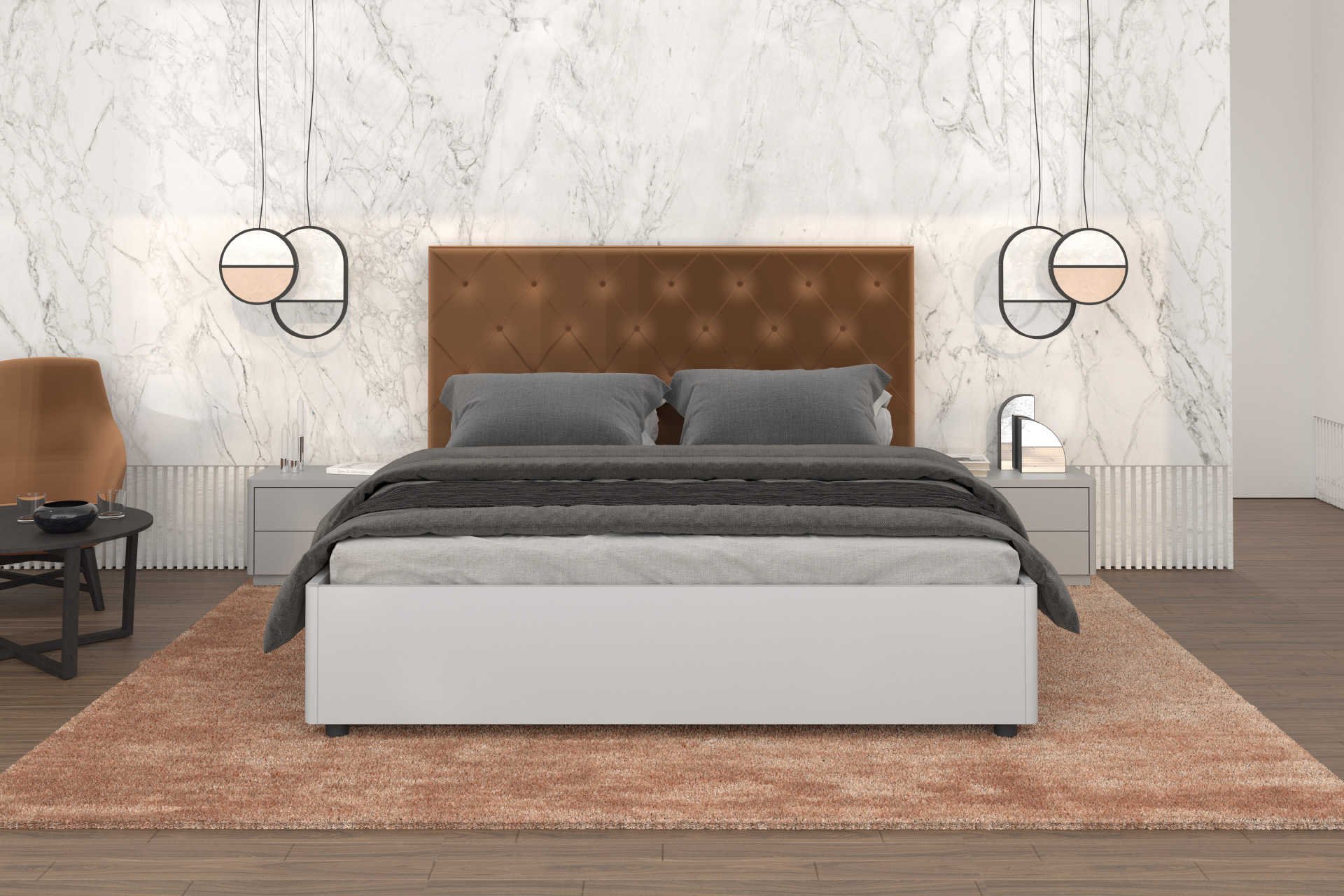 Hanák ELISABETH bed with a high upholstered front